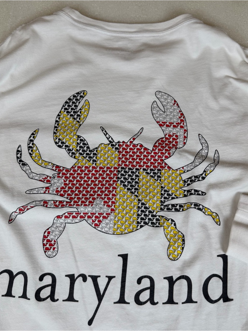 Vineyard Vines Men’s Small Maryland Flag Crab Whale Long Sleeve Pocket T-Shirt